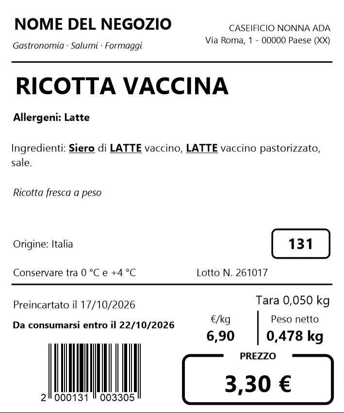 La demo 17 «Confezioni 60×72 peso e prezzo»