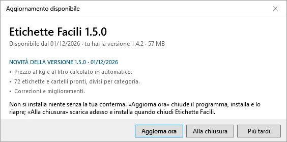L'aggiornamento si installa solo se lo confermi