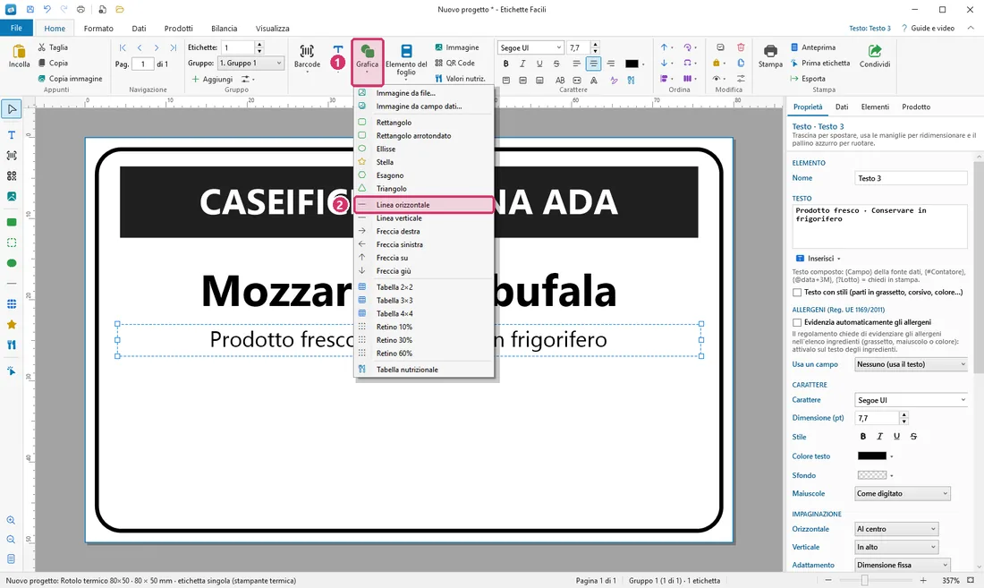 Grafica → Linea orizzontale
